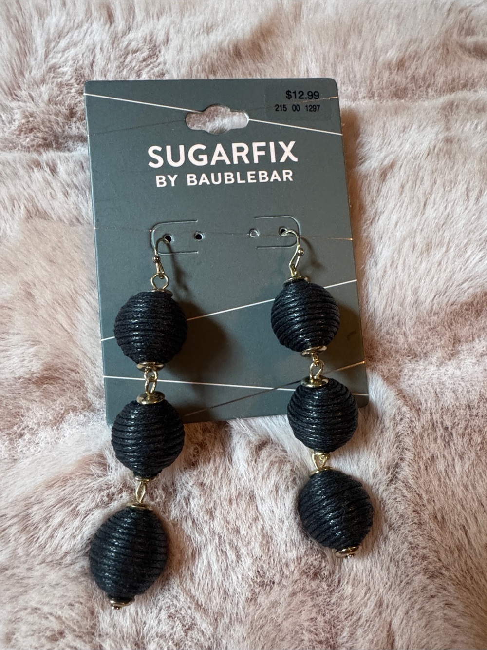 BaubleBar Black Triple-Bead Drop Earrings